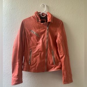 Mauritius leather jacket vintage pink salmon biker Moto